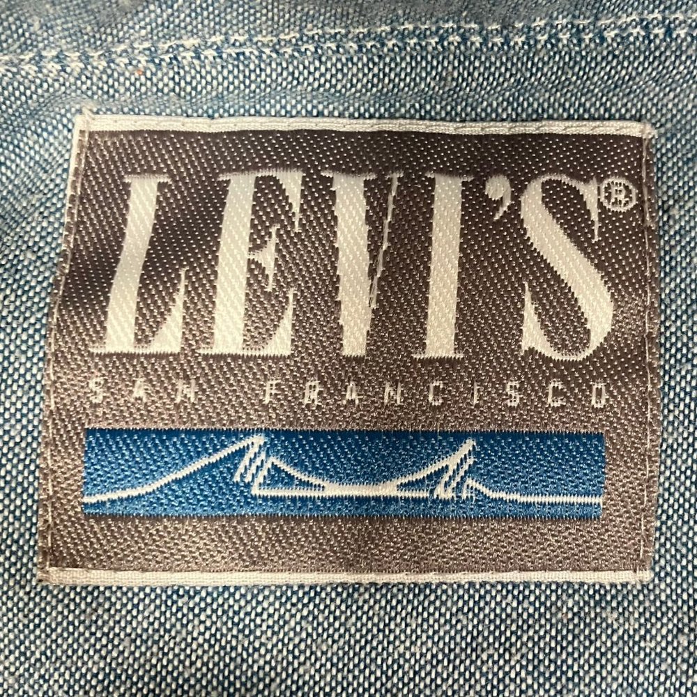 Vintage Levi's San Francisco Shirt Adult L Blue Striped button Down Men's - Picture 2 of 7
